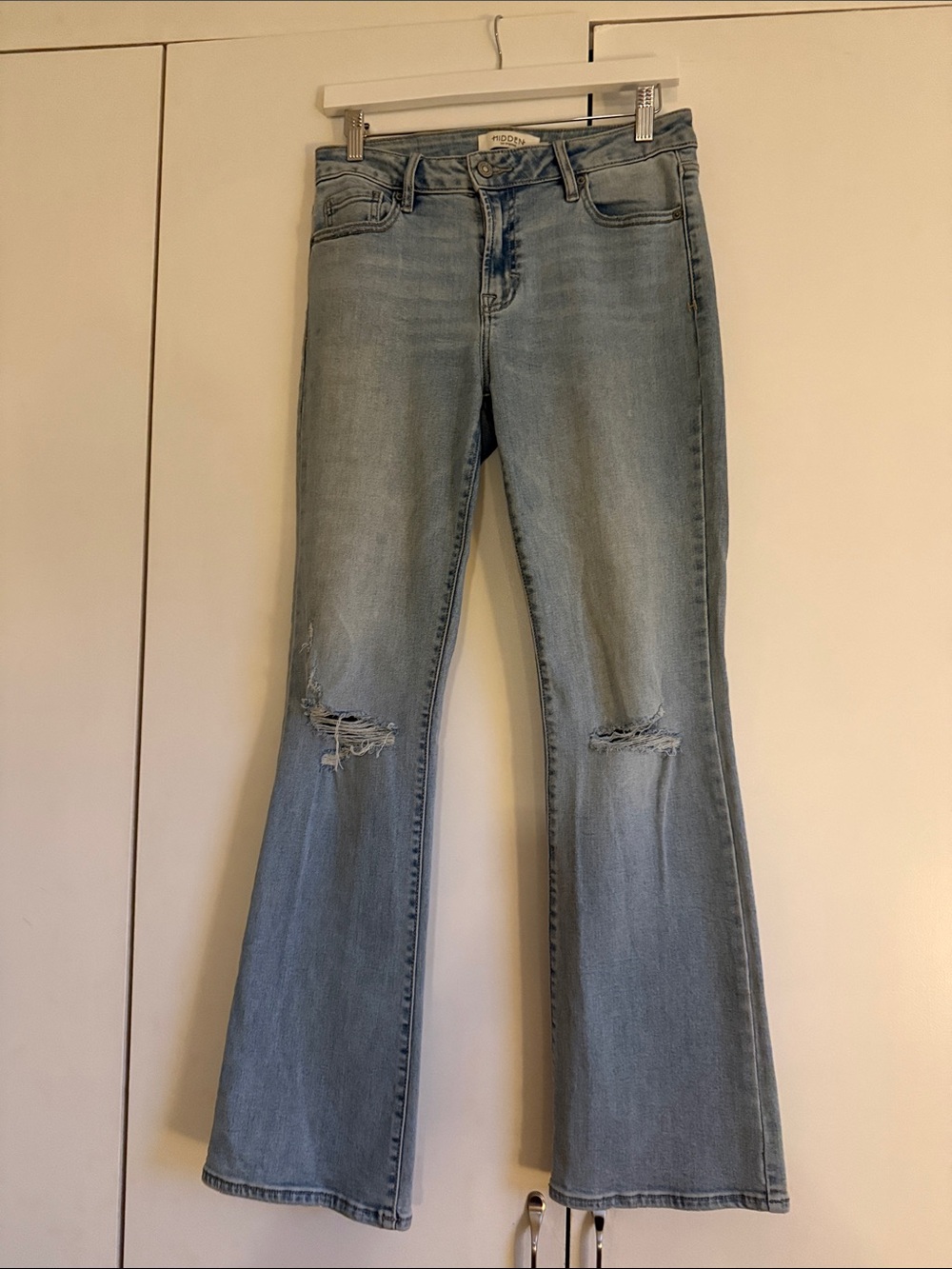 HIDDEN Light Wash Distressed Flare Jeans - Women